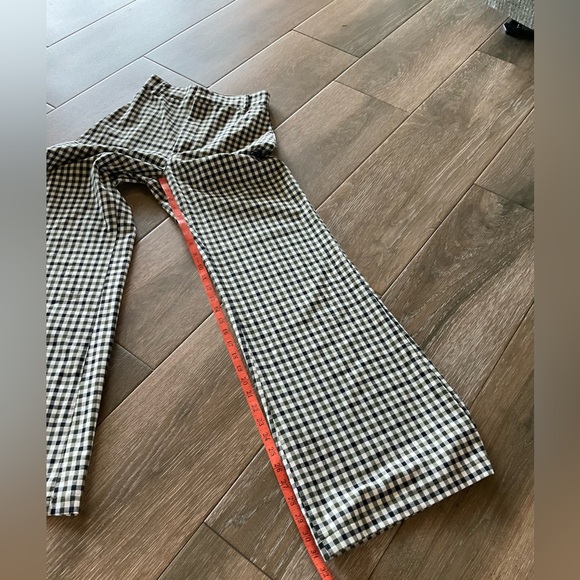 Free People Jules gingham olive green/black high waist, wide leg pants sz 2 - Picture 9 of 13